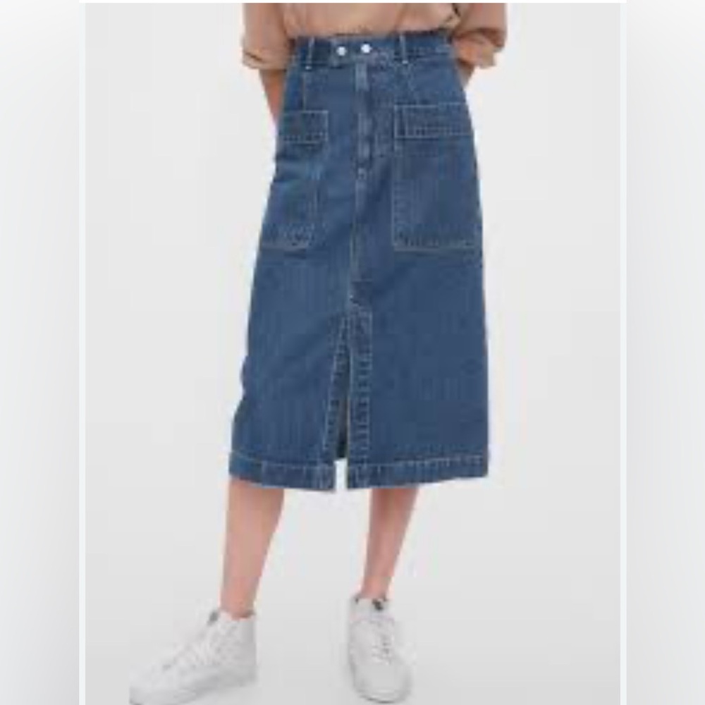 GAP Blue Denim Midi Skirt